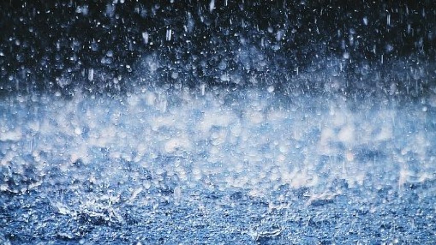 Torrential Rain Splashing On Footpath