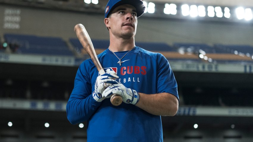 TOKYO, JAPAN – MARCH 14: Matt Shaw #77 of the Chicago Cubs works out at Tokyo Dome on March 14, 2025 in Tokyo, Japan. (Photo by Matt Dirksen/Chicago Cubs/Getty Images)
