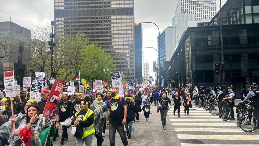Protesters block traffic in Chicago's Loop amid nationwide May Day demonstrations