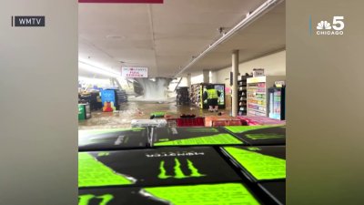 WATCH: Waterfall pours into popular grocery store in Madison after roof collapses in storm